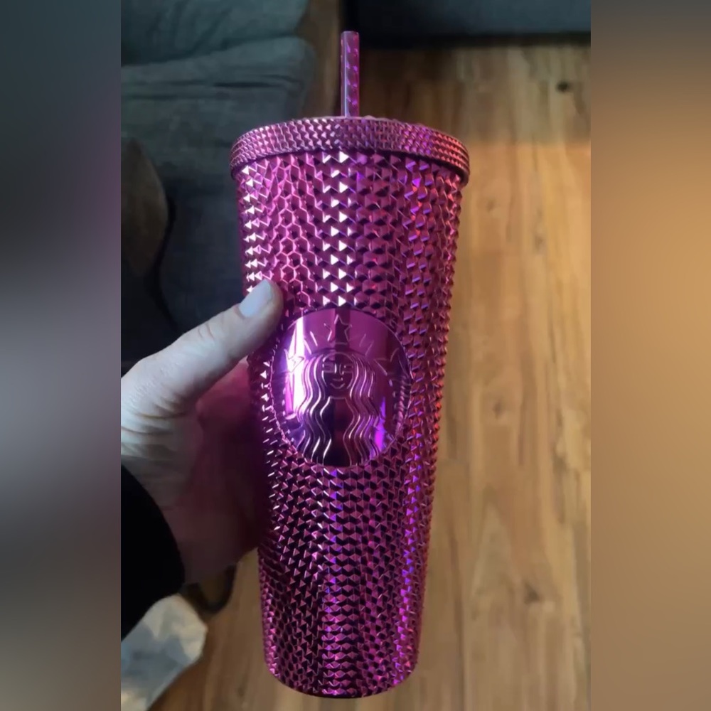 Starbucks 24 oz tumbler blingy bright pink